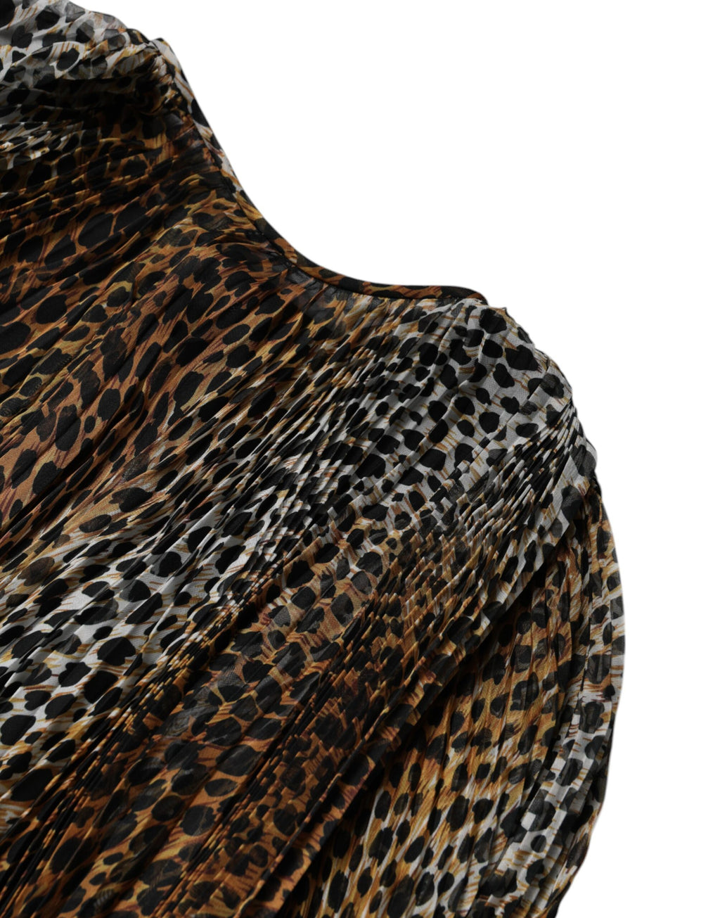 Brown Leopard Print Scarf Collared Chiffon Dress