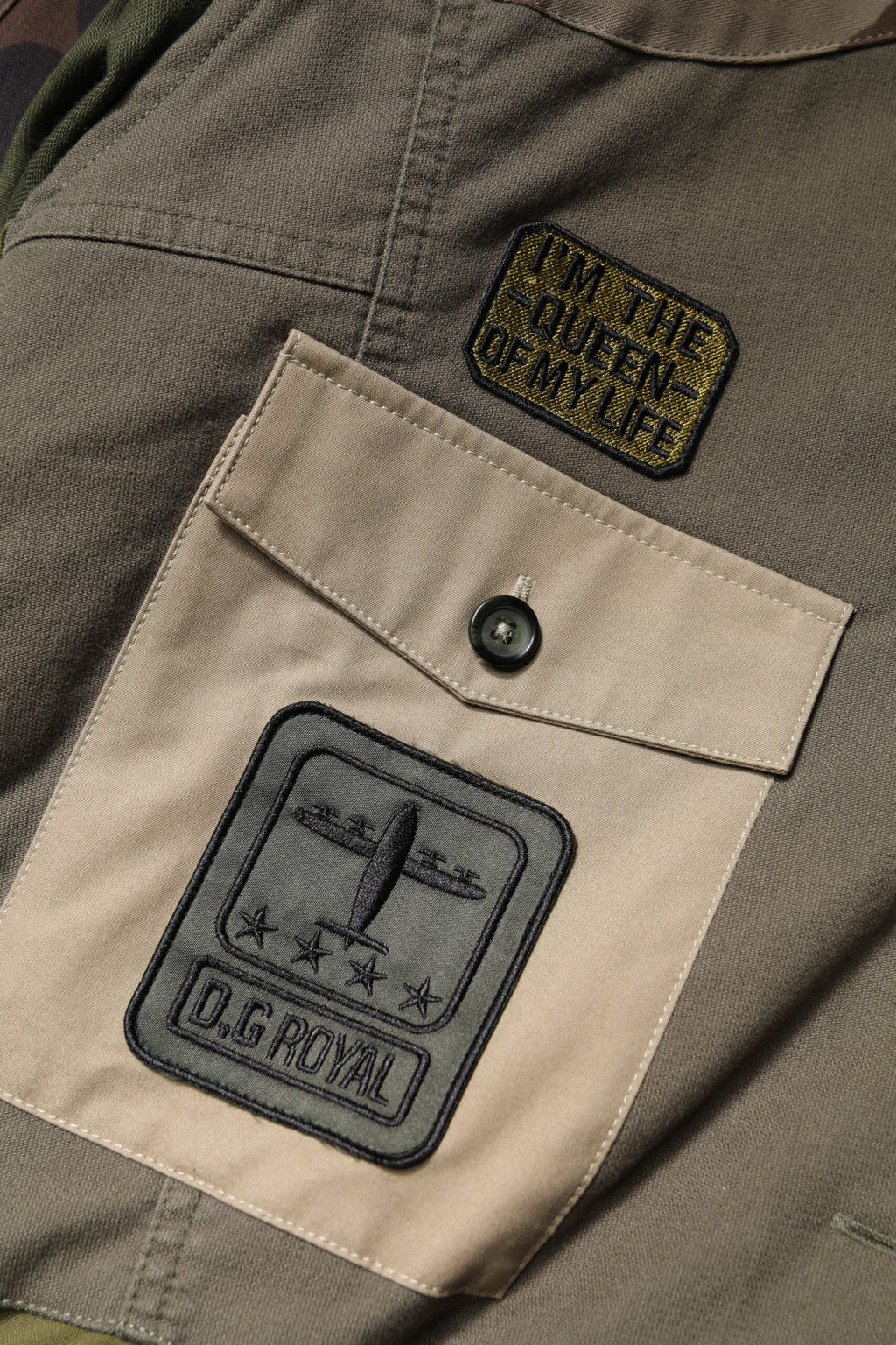 Military Green Cotton Button Down Jacket
