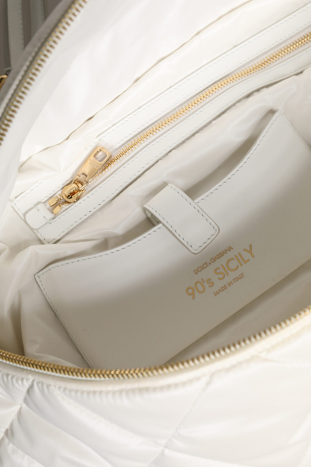 White Quilted Logo Plaque Belt Waist Fanny Pack Bag