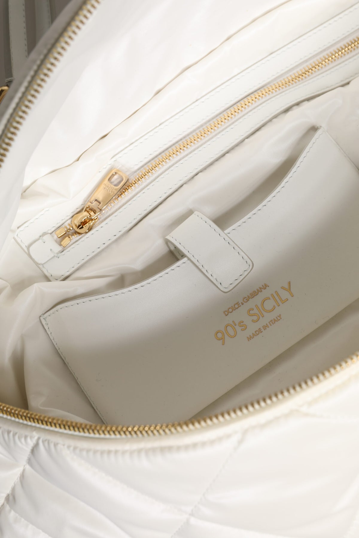 White Quilted Logo Plaque Belt Waist Fanny Pack Bag
