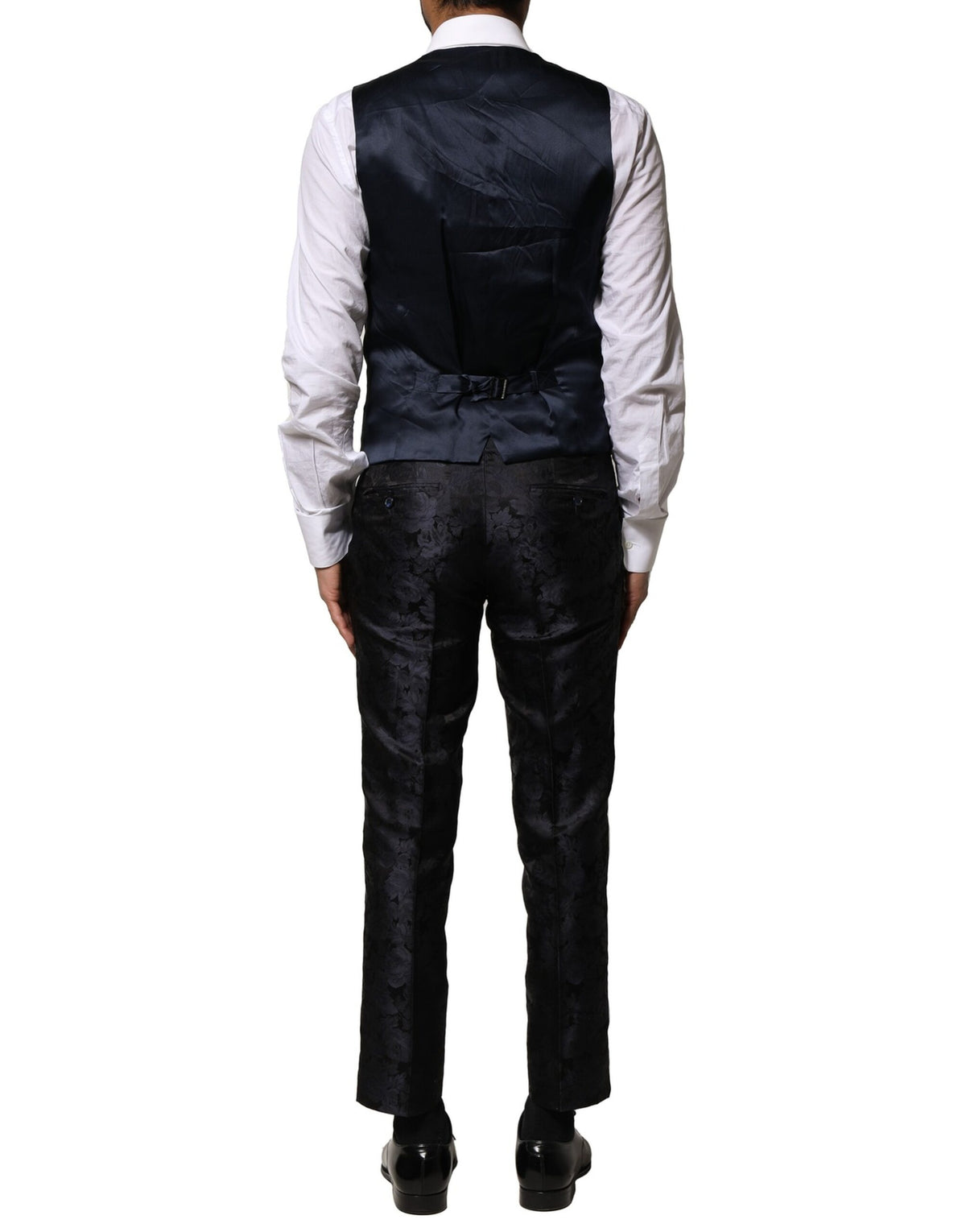 Dark Gray Black Jacquard 3 Piece Single Breasted Suit