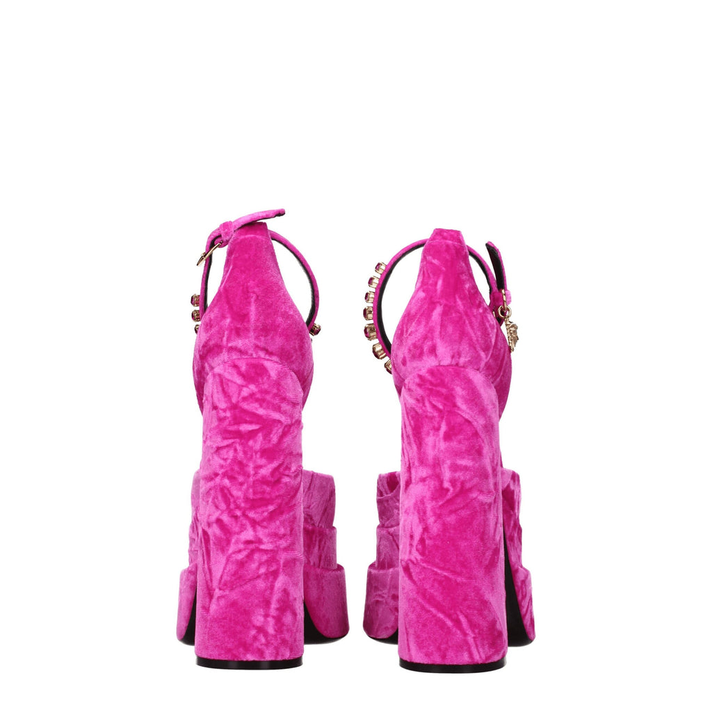 Pink Velvet Platform Sandals