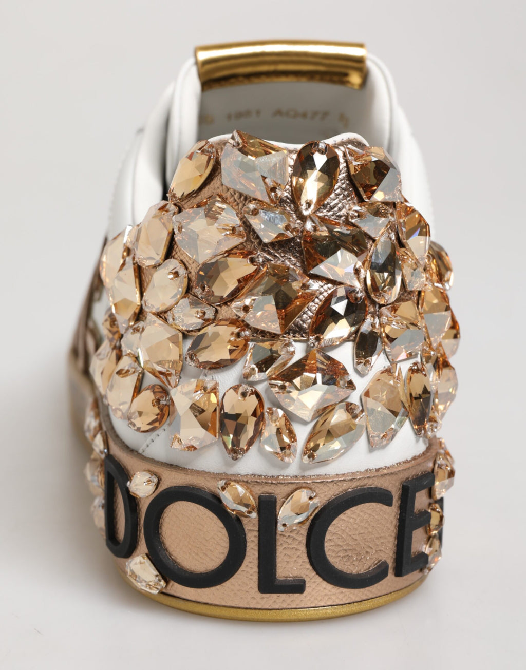 White Gold Crystal Portofino Sneakers Shoes