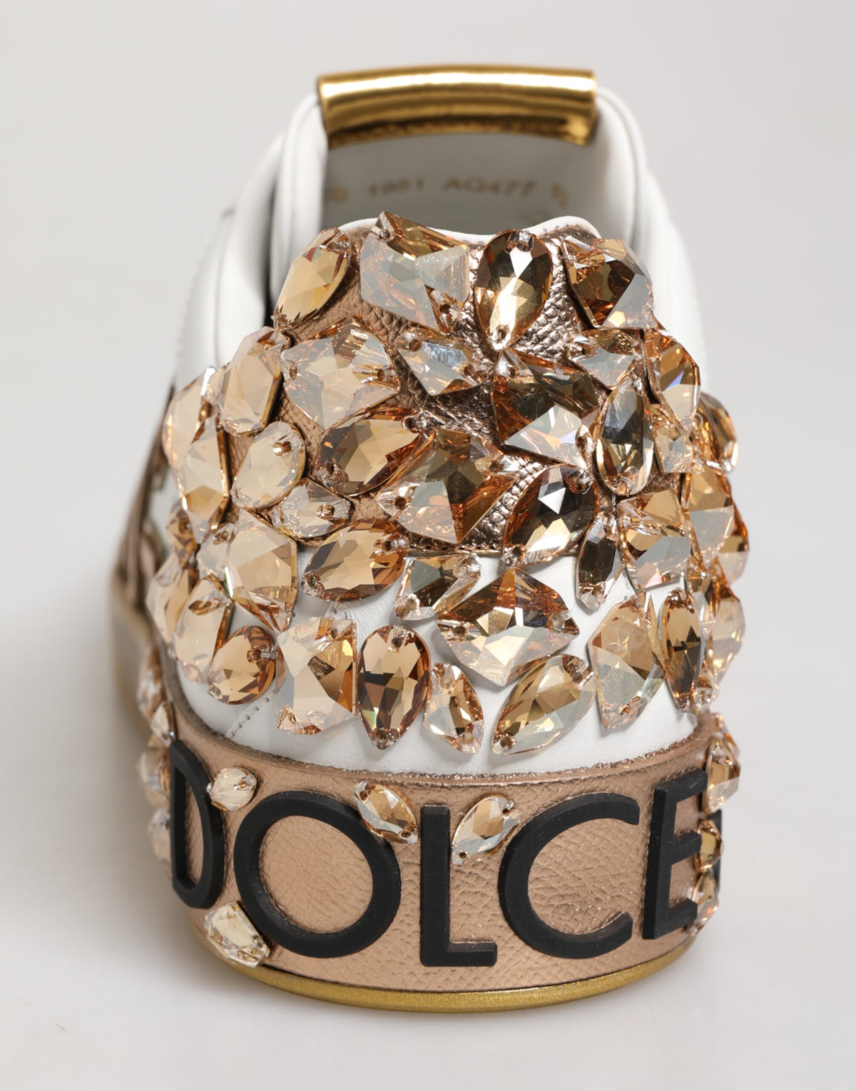White Gold Crystal Portofino Sneakers Shoes