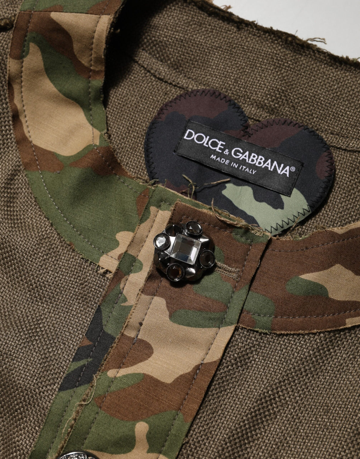 Brown Camouflage Linen Button Down Jacket