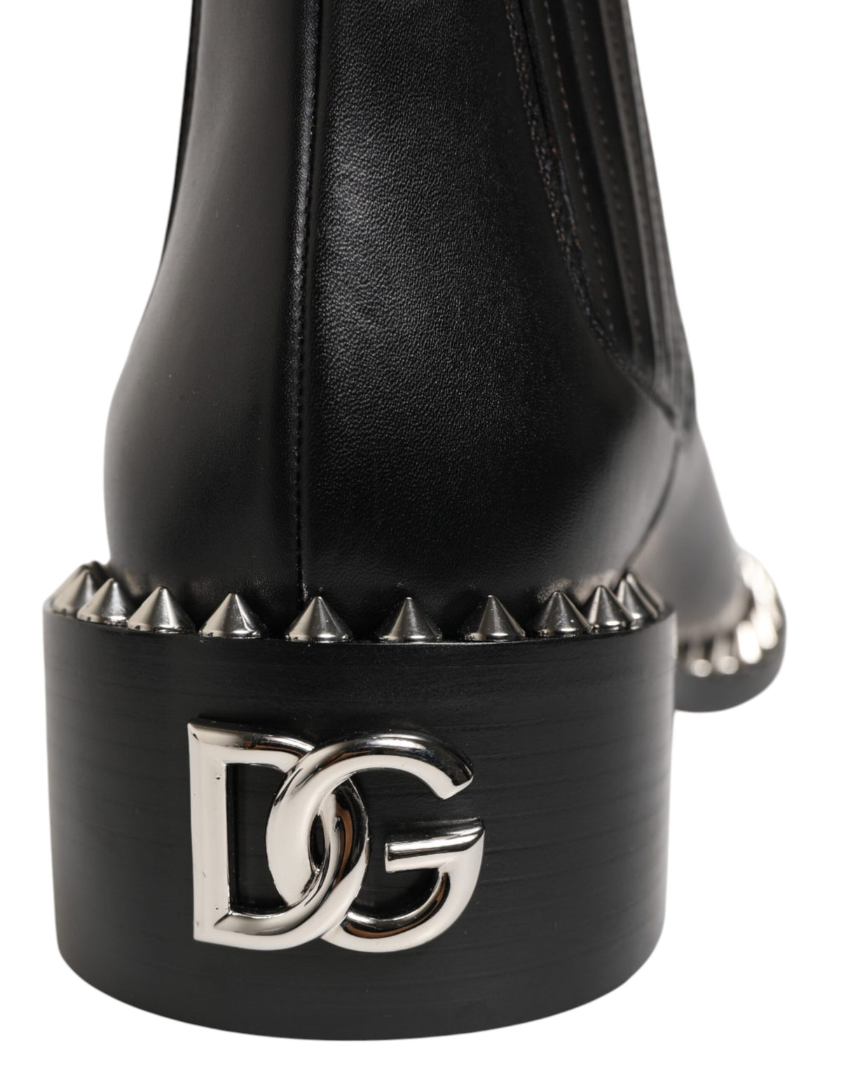 Black Studded Chelsea Short Ankle Boots Shoes
