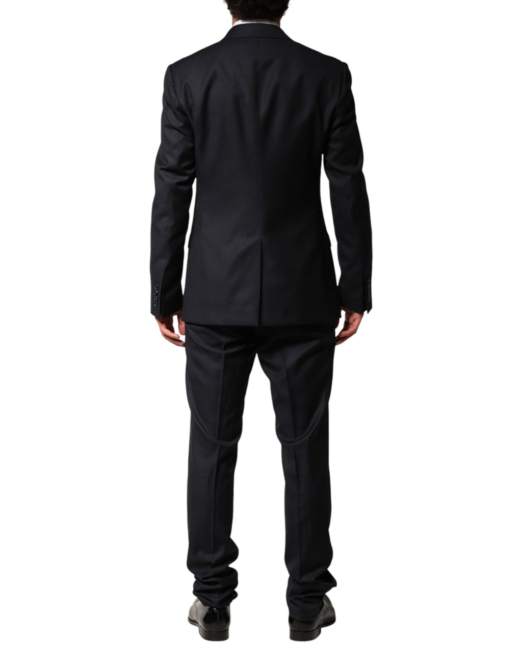 Dark Blue Wool Single Breasted Men 2 Piece Suit